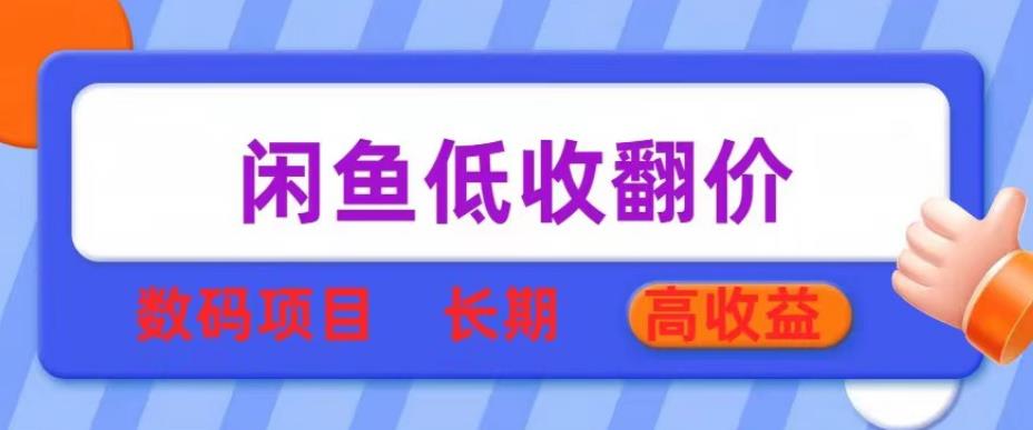 闲鱼低收翻价数码暴利项目，长期高收益【揭秘】-婷好网络资源库