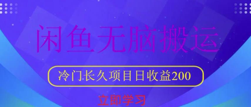 闲鱼无脑搬运，冷门长久项目，日收益200【揭秘】-婷好网络资源库