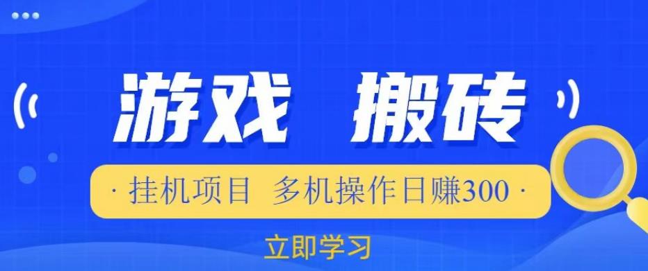 游戏挂机挂机项目，多机操作，日赚300【揭秘】-婷好网络资源库