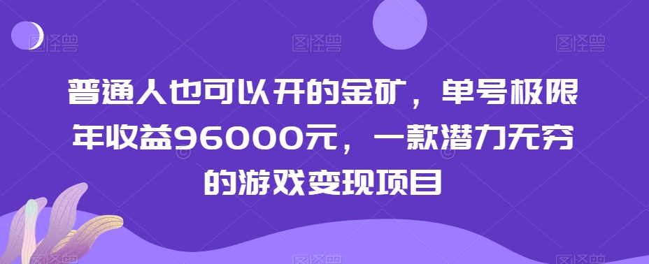 普通人也可以开的金矿，单号极限年收益96000元，一款潜力无穷的游戏变现项目【揭秘】-婷好网络资源库