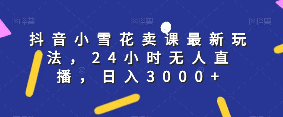 抖音小雪花卖课最新玩法，24小时无人直播，日入3000+【揭秘】-婷好网络资源库