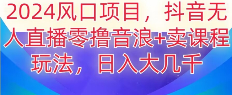 2024风口项目，抖音无人主播撸音浪+卖课程玩法，日入大几千【揭秘】-婷好网络资源库