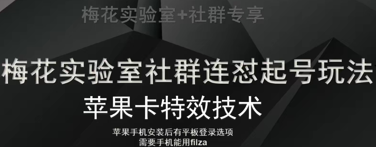 梅花实验室社群视频号连怼起号玩法，最新苹果卡特效技术-婷好网络资源库