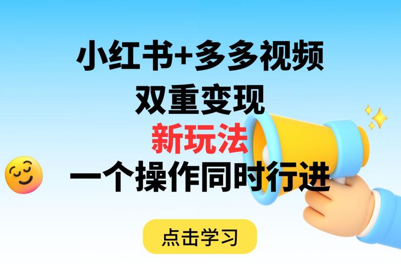 多多视频+小红书，双重变现新玩法，可同时进行【揭秘】-婷好网络资源库