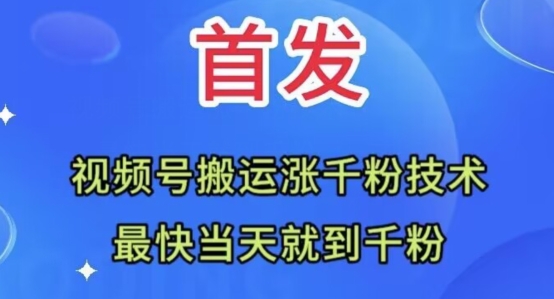 全网首发：视频号无脑搬运涨千粉技术，最快当天到千粉【揭秘】-婷好网络资源库