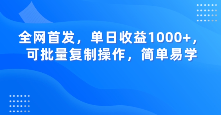 全网首发，单日收益1000+，可批量复制操作，简单易学【揭秘】-婷好网络资源库