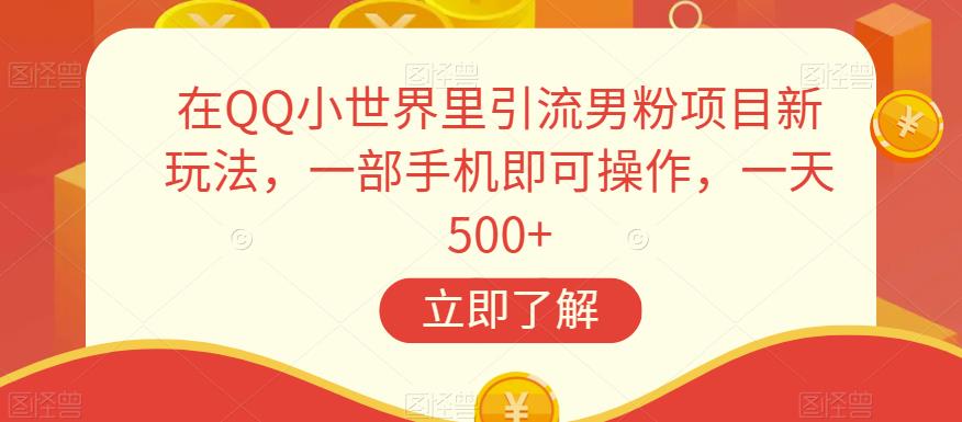 在QQ小世界里引流男粉项目新玩法，一部手机即可操作，一天500+【揭秘】-婷好网络资源库