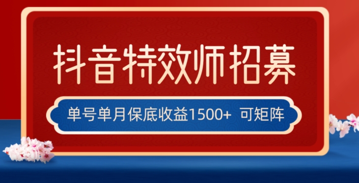 全网首发抖音特效师最新玩法，单号保底收益1500+，可多账号操作，每天操作十分钟【揭秘】-婷好网络资源库