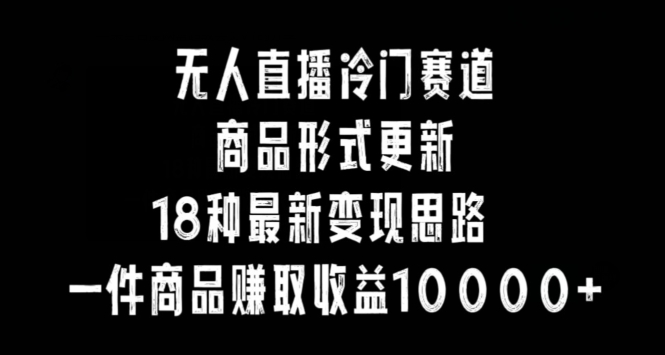 无人直播冷门赛道，商品形式更新，18种变现思路，一件商品赚取收益10000+【揭秘】-婷好网络资源库