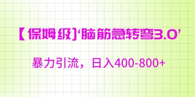 保姆级脑筋急转弯3.0，暴力引流，日入400-800+【揭秘】-婷好网络资源库