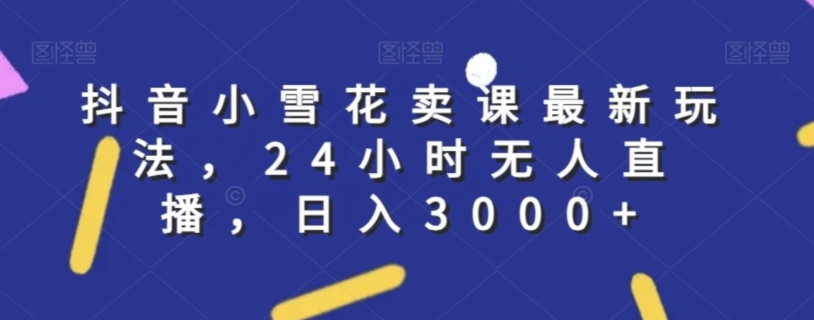 抖音小雪花卖课最新玩法，24小时无人直播，日入3000+【揭秘】-婷好网络资源库