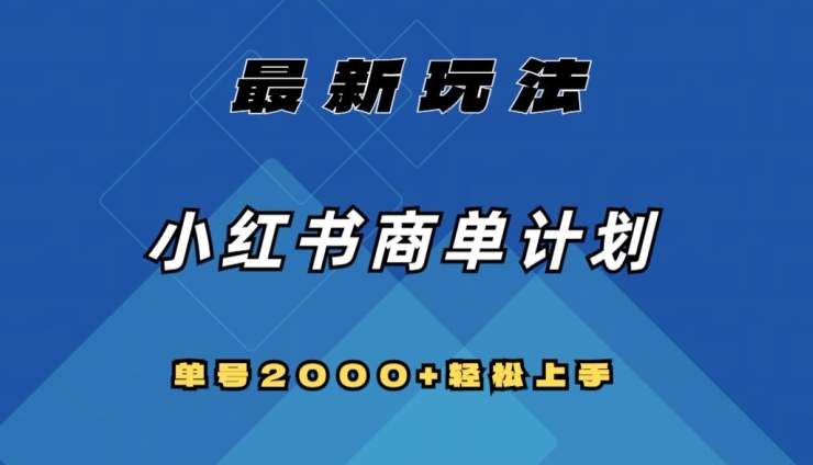 全网首发，小红书商单计划最新玩法，单号2000+可扩大可复制【揭秘】-婷好网络资源库