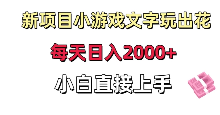 新项目小游戏文字玩出花日入2000+，每天只需一小时，小白直接上手【揭秘】-婷好网络资源库