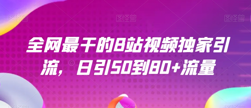 全网最干的B站视频独家引流，日引50到80+流量【揭秘】-婷好网络资源库