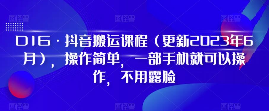 D1G·抖音搬运课程（更新2023年12月），操作简单，一部手机就可以操作，不用露脸-婷好网络资源库