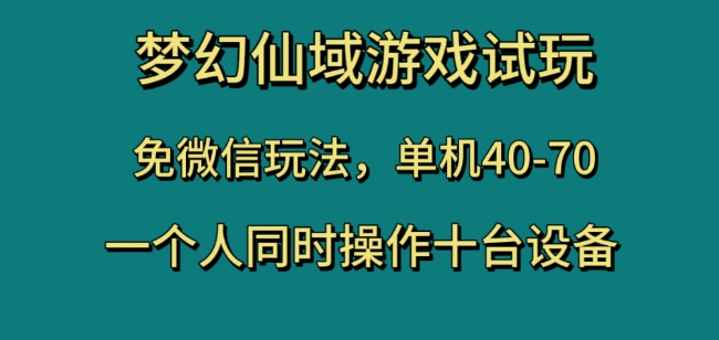 梦幻仙域游戏试玩，免微信玩法，单机40-70，一个人同时操作十台设备【揭秘】-婷好网络资源库