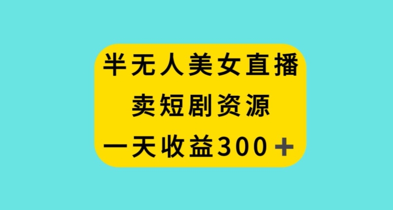 半无人美女直播，卖短剧资源，一天收益300+【揭秘】-婷好网络资源库