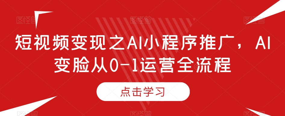 短视频变现之AI小程序推广，AI变脸从0-1运营全流程-婷好网络资源库