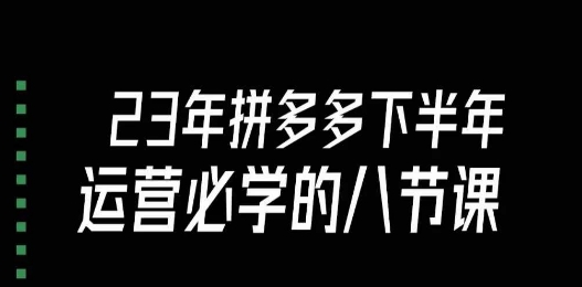 大牙·23年下半年拼多多运营必学的八节课（18节完整）-婷好网络资源库