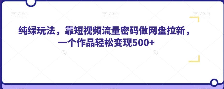 纯绿玩法，靠短视频流量密码做网盘拉新，一个作品轻松变现500+【揭秘】-婷好网络资源库