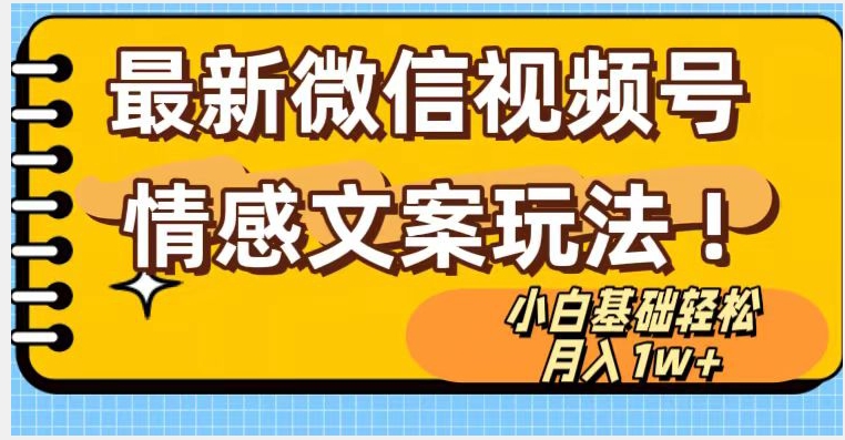 微信视频号情感文案最新玩法，小白轻松月入1万+无脑搬运【揭秘】-婷好网络资源库