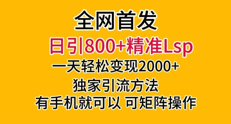 全网首发！日引800+精准老色批，一天变现2000+，独家引流方法，可矩阵操作【揭秘】-婷好网络资源库