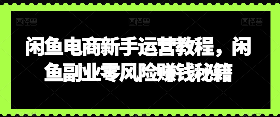 闲鱼电商新手运营教程，闲鱼副业零风险赚钱秘籍-婷好网络资源库