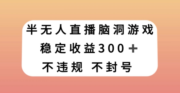 半无人直播脑洞小游戏，每天收入300+，保姆式教学小白轻松上手【揭秘】-婷好网络资源库