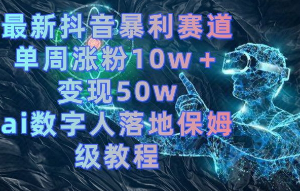 最新抖音暴利赛道，单周涨粉10w＋变现50w的ai数字人落地保姆级教程【揭秘】-婷好网络资源库