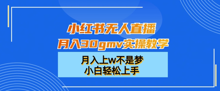 小红书无人直播月入30gmv实操教学，月入上w不是梦，小白轻松上手【揭秘】-婷好网络资源库