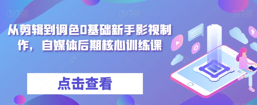 从剪辑到调色0基础新手影视制作，自媒体后期核心训练课-婷好网络资源库