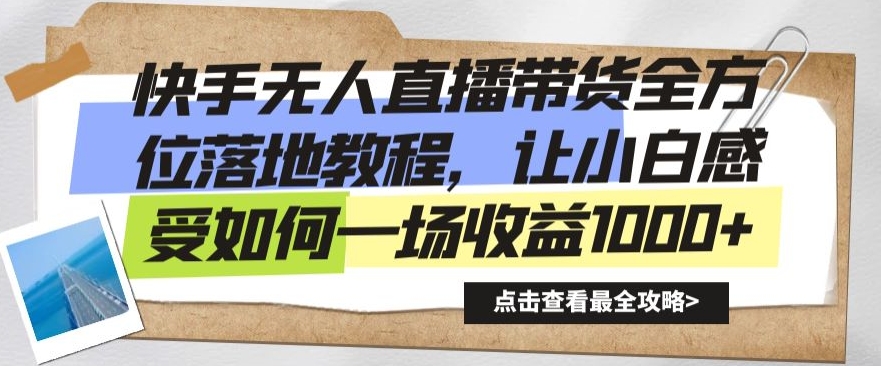 快手无人直播带货全方位落地教程，让小白感受如何一场收益1000+【揭秘】-婷好网络资源库