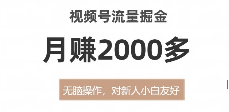 视频号流量掘金，无脑操作，对新人小白友好，月赚2000多【揭秘】-婷好网络资源库