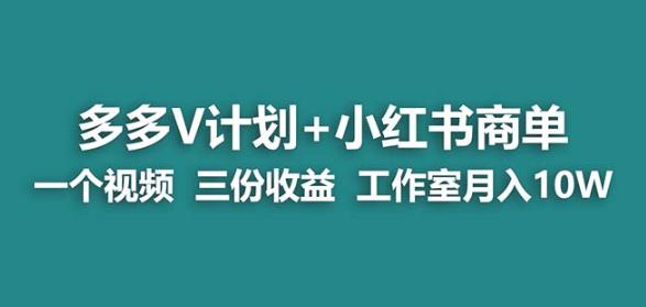 【蓝海项目】多多v计划+小红书商单一个视频三份收益工作室月入10w-婷好网络资源库