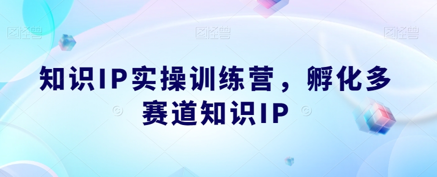 知识IP实操训练营，​孵化多赛道知识IP-婷好网络资源库