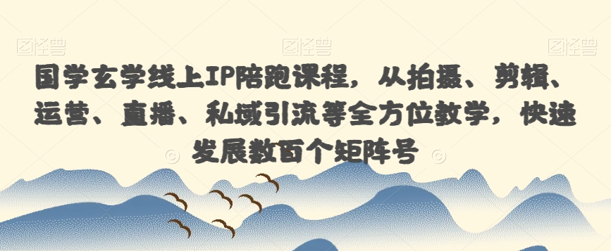 国学玄学线上IP陪跑课程，从拍摄、剪辑、运营、直播、私域引流等全方位教学，快速发展数百个矩阵号-婷好网络资源库