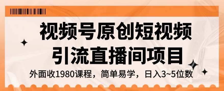 视频号原创短视频引流直播间项目，日入3~5五位数【揭秘】-婷好网络资源库