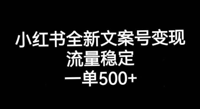 小红书全新文案号变现，流量稳定，一单收入500+-婷好网络资源库