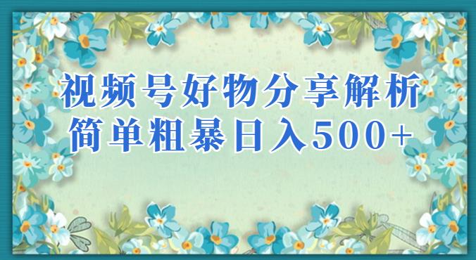 视频号好物分享解析，简单粗暴可以批量方大的项目【揭秘】-婷好网络资源库