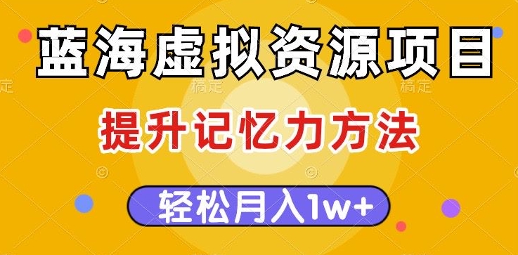 蓝海虚拟资源项目，提升记忆力方法，多种变现方式，轻松月入1w+【揭秘】-婷好网络资源库