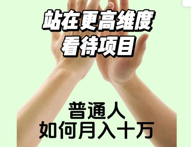 2023最火项目：站在更高维度看待项目，普通人如何月入十万【揭秘】-婷好网络资源库