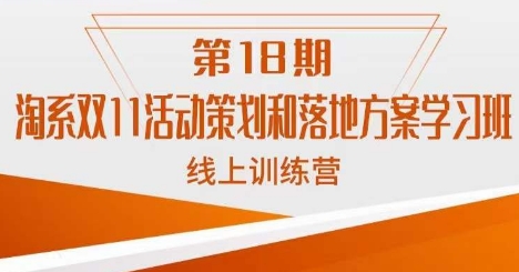 南掌柜·淘系双11活动策划和落地方案线上课18期-婷好网络资源库