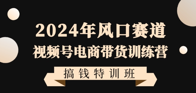 2024年风口赛道视频号电商带货训练营搞钱特训班，带领大家快速入局自媒体电商带货-婷好网络资源库