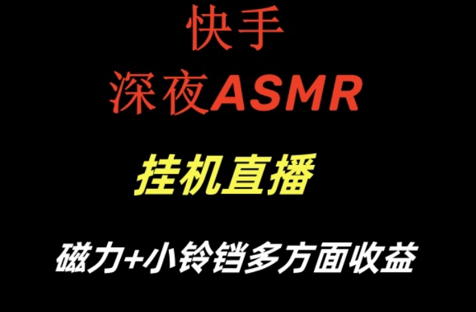 快手深夜ASMR挂机直播，磁力+小铃铛收益（附带工具和5G素材）【揭秘】-婷好网络资源库