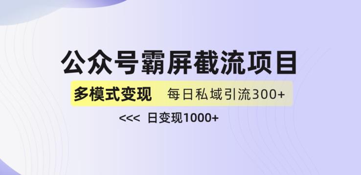 公众号霸屏截流项目+私域多渠道变现玩法，全网首发，日入1000+【揭秘】-婷好网络资源库