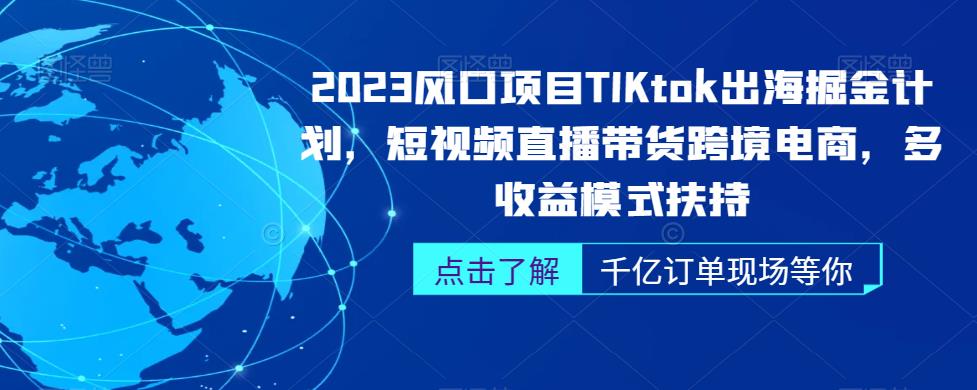 2023风口项目TikTok出海掘金计划，短视频直播带货跨境电商，多收益模式扶持-婷好网络资源库