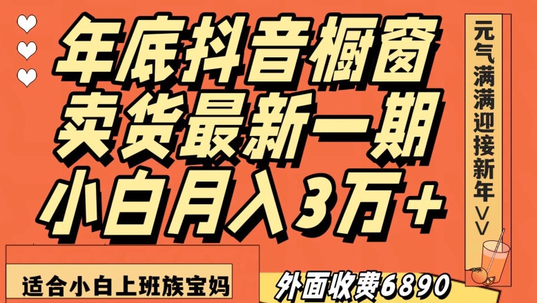 外面收费6890元年底抖音橱窗卖货最新一期，小白月入3万，适合小白上班族宝妈【揭秘】-婷好网络资源库