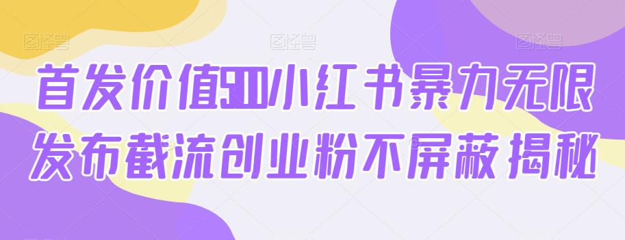 首发价值5100小红书暴力无限发布截流创业粉不屏蔽揭秘-婷好网络资源库