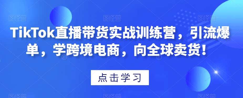 TikTok直播带货实战训练营，引流爆单，学跨境电商，向全球卖货！-婷好网络资源库