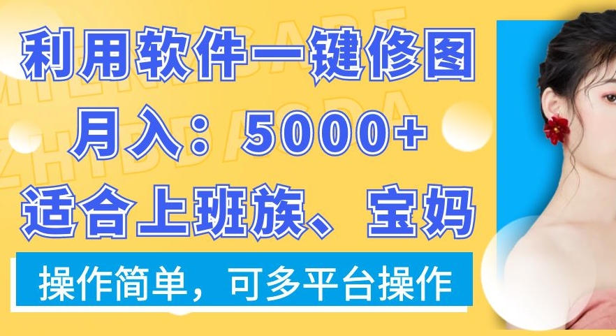 利用软件一键修图月入5000+，适合上班族、宝妈，操作简单，可多平台操作【揭秘】-婷好网络资源库